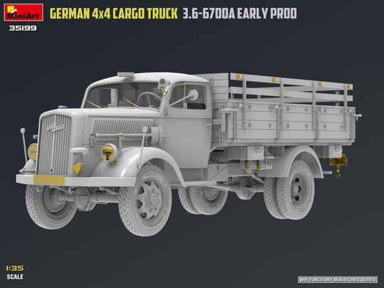 German 3t 4x4 Cargo Truck 3.6-6700A Early Prod