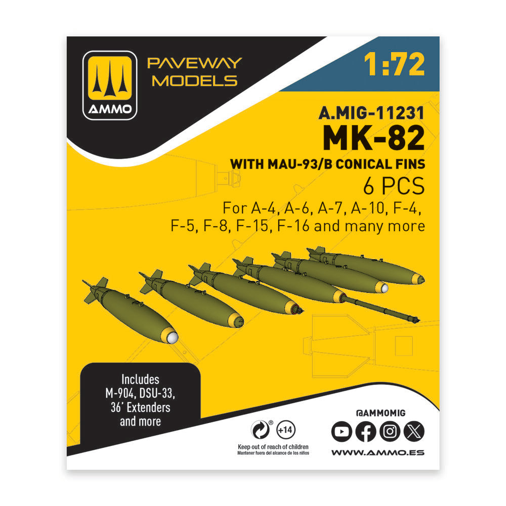MK-82 with MAU-93/B conical fin (6 pcs)