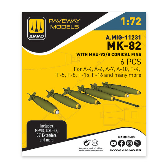 MK-82 with MAU-93/B conical fin (6 pcs)