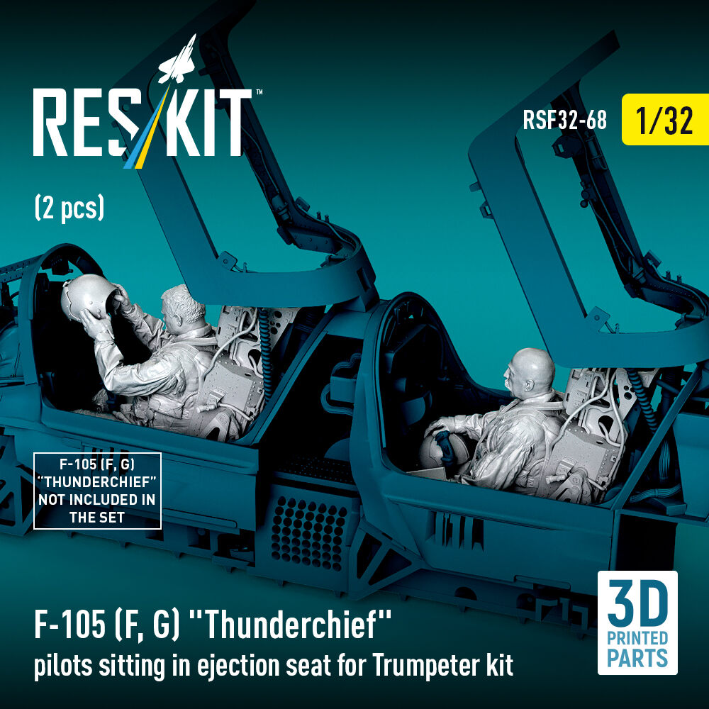 F-105F/G Thunderchief pilots sitting in ejection seat for Trumpeter kit (2 pcs) (3D Printed)