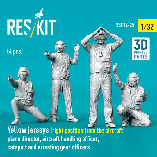 Yellow jerseys (Right position from the aircraft) plane director, aircraft handling officer, catapult and arresting gear officers (4 pcs) (3D Printed)