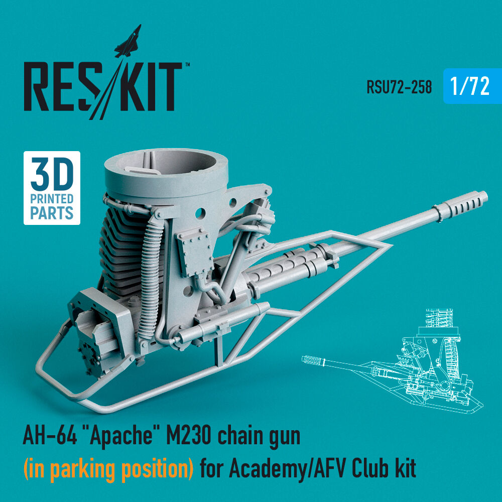 AH-64 Apache M230 chain gun (in parking position) for Academy / AFV Club kit (3D Printed)