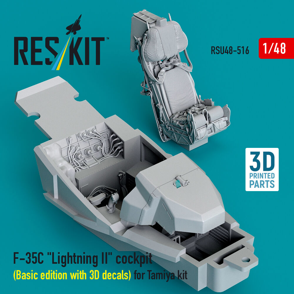 F-35C Lightning II cockpit (Basic edition with 3D decals) for Tamiya kit (3D Printed)