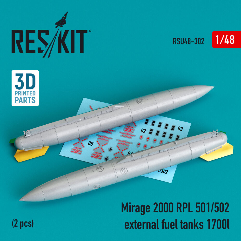 Mirage 2000 RPL 501/502 external fuel tanks 1700lt (2 pcs) (3D Printed)