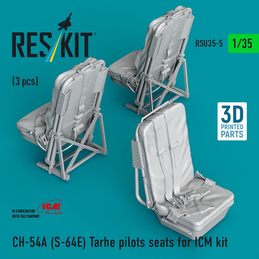 CH-54A (S-64E) Tarhe pilots seats for ICM kit (3 pcs) (3D Printed)