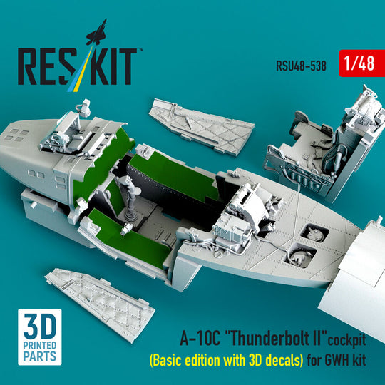 A-10C Thunderbolt II cockpit (Basic edition with 3D decals) for GWH kit (3D Printed)