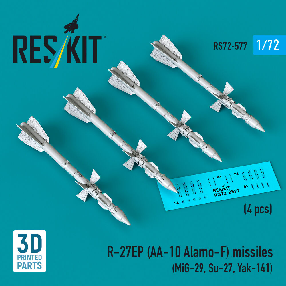 R-27EP (AA-10 Alamo-F) missiles (4 pcs) (MiG-29, Su-27, Yak-141) (3D Printed)