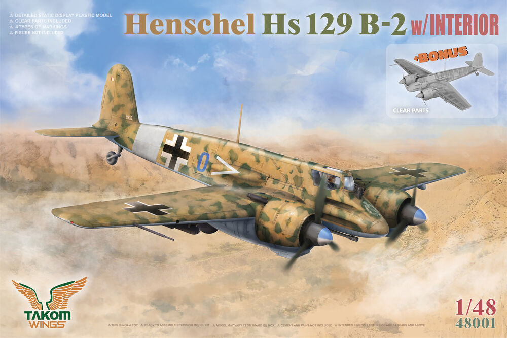 Henschel Hs 129 B-2 w/INTERIOR + BONUS (CLEAR PARTS)