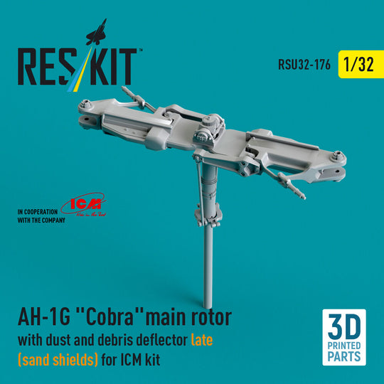 AH-1G Cobra main rotor with dust and debris deflector (sand shields) late version for ICM kit (3D Printed)
