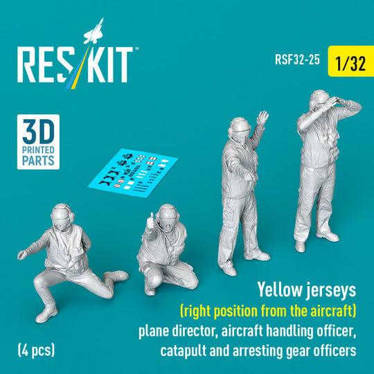 Yellow jerseys (Right position from the aircraft) plane director, aircraft handling officer, catapult and arresting gear officers (4 pcs) (3D Printed)