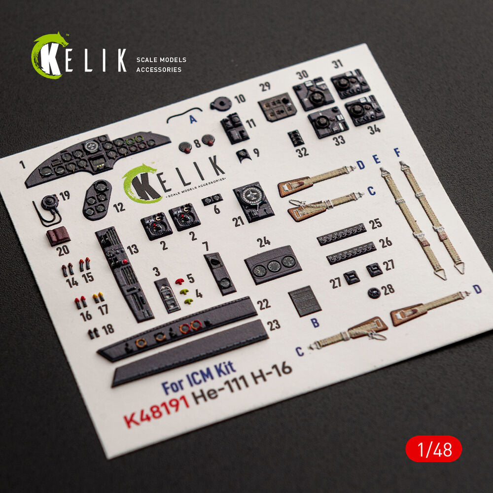 He-111 H-16 - interior 3D decals for ICM