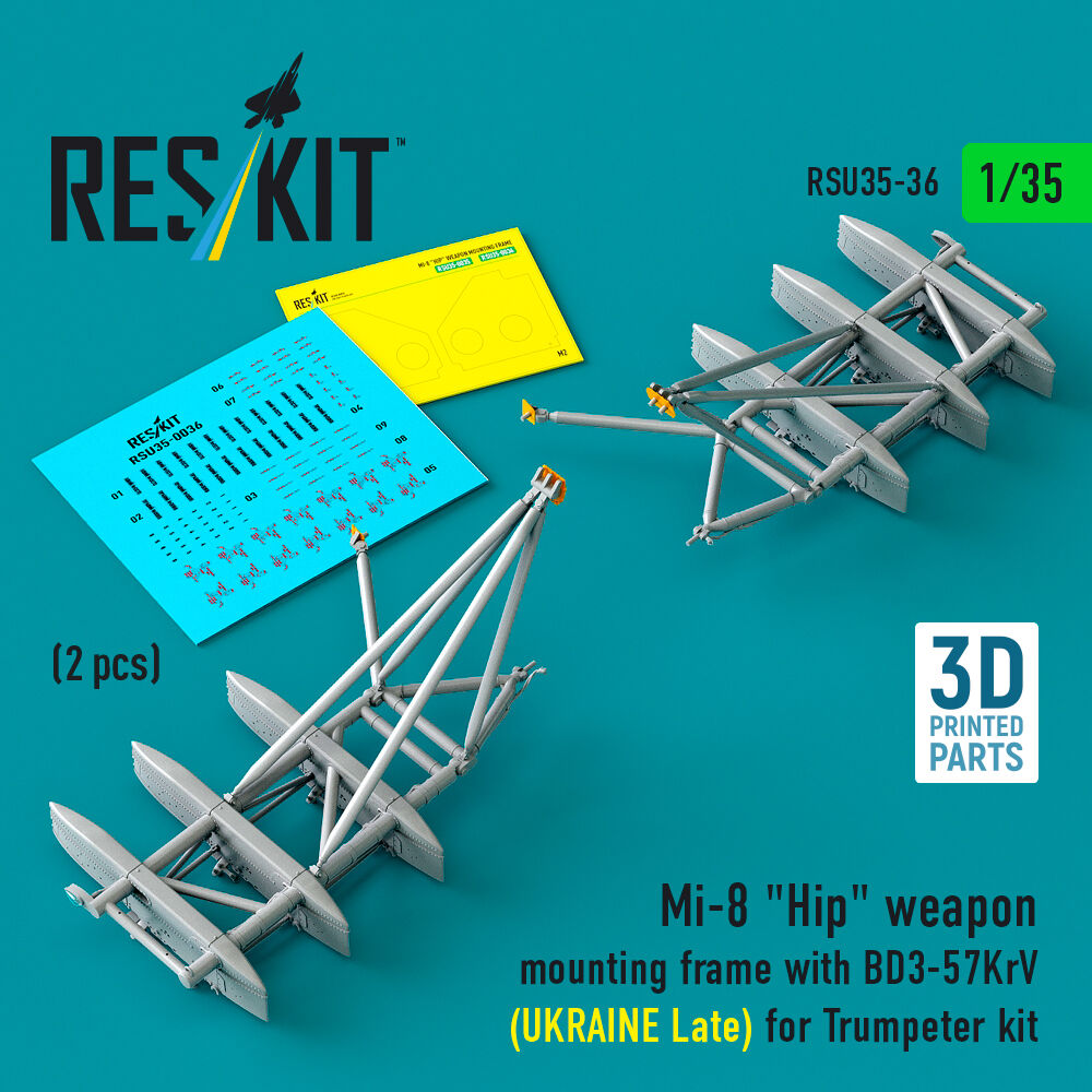 Mi-8 Hip weapon mounting frame with BD3-57KrV (UKRAINE Late) for Trumpeter kit (2 pcs) (3D Printed)