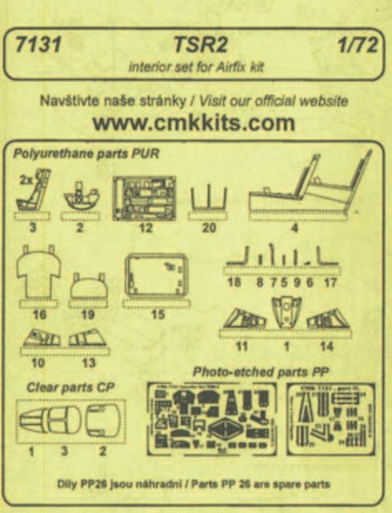 TSR 2 -  interior set für Airfix Bausatz