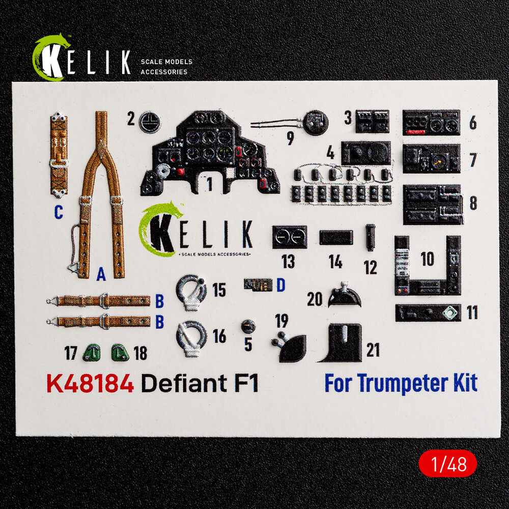 Defiant F1 - interior 3D decals for Trumpeter