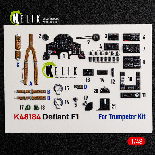 Defiant F1 - interior 3D decals for Trumpeter