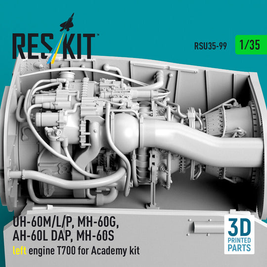UH-60M/L/P, MH-60G, AH-60L DAP, MH-60S left engine T700 (3D Printed) for Academy