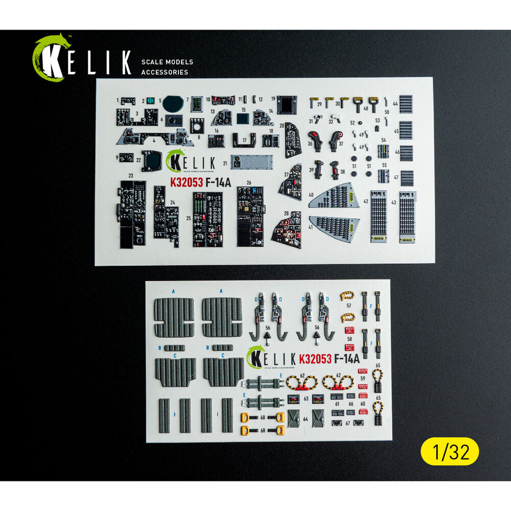 F-14A - interior 3D decals for Tamiya kit