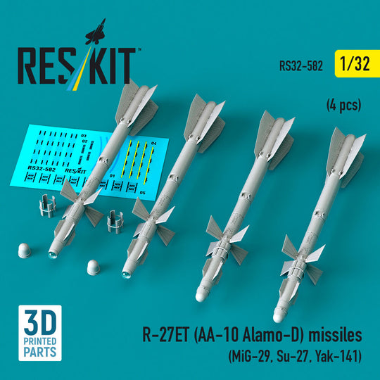 R-27ET (AA-10 Alamo-D) missiles (4 pcs) (MiG-29, Su-27, Yak-141) (3D Printed)