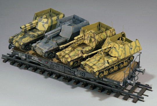 15 cm sFH 13/1 (Sf)auf Gw Lrs.(f )Sd.Kfz.135/1 with German 50 Ton Type SSy45 Flatcar Schwerer Platformwagen [3 in 1]