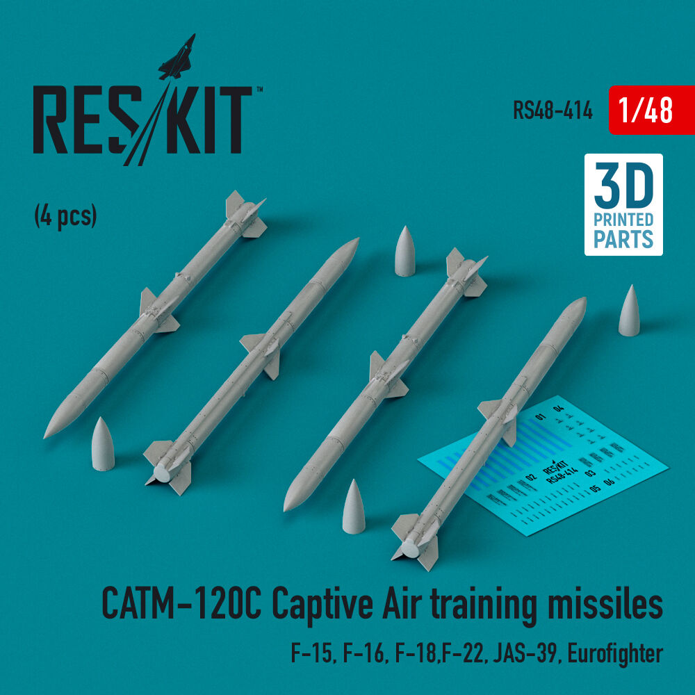 CATM-120C Captive air training missiles (4 pcs) (F-15, F-16, F-18,F-22, JAS-39, Eurofighter) (3D Printed)