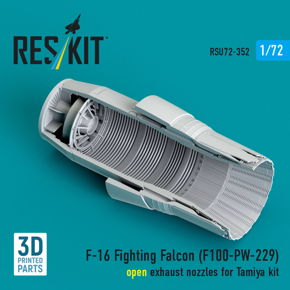 F-16 Fighting Falcon (F100-PW-229) open exhaust nozzle (3D Printed) for Tamiya