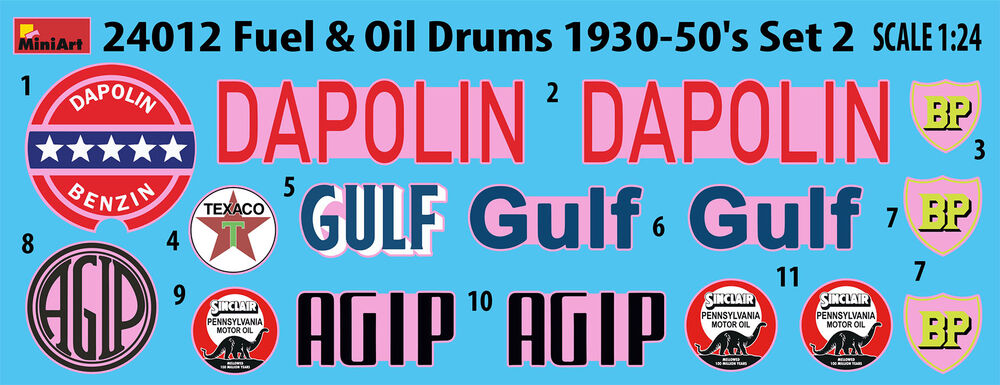 Fuel & Oil Drums 1930-50's Set 2