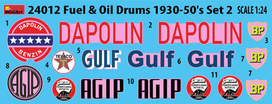 Fuel & Oil Drums 1930-50's Set 2