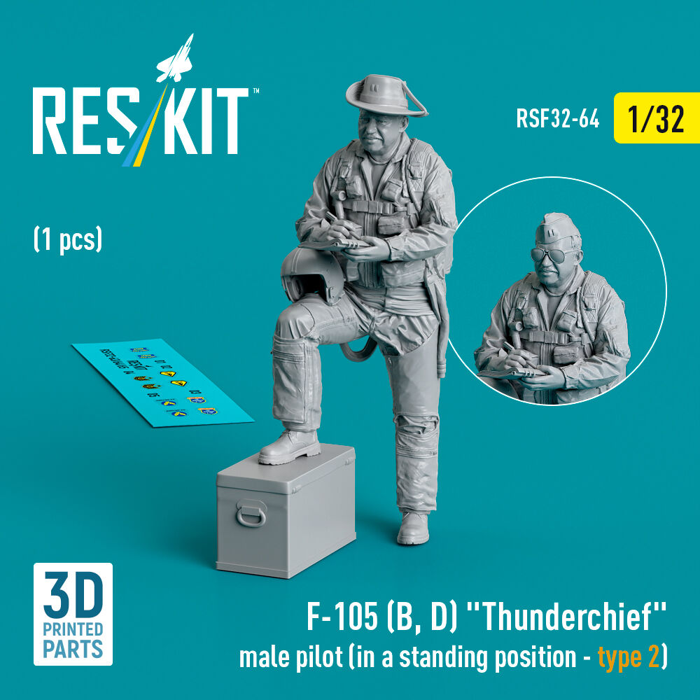 F-105 (D,F,G) Thunderchief male pilot (in a standing position - type 2) (1 pcs) (3D Printed)