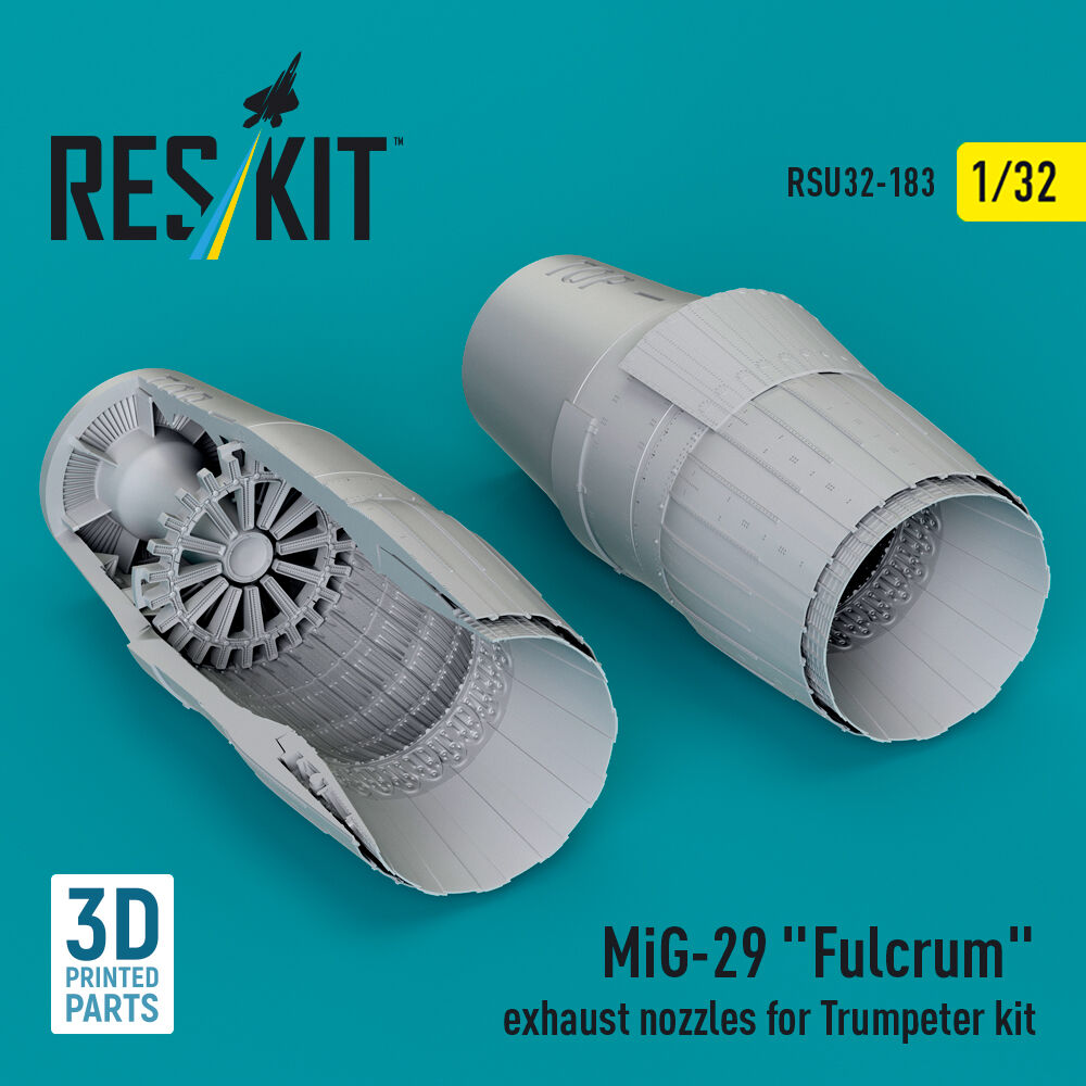 MiG-29 Fulcrum exhaust nozzles for Trumpeter kit (3D Printed)