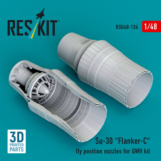 Su-30 Flanker-C fly position nozzles for GWH kit (3D Printed)