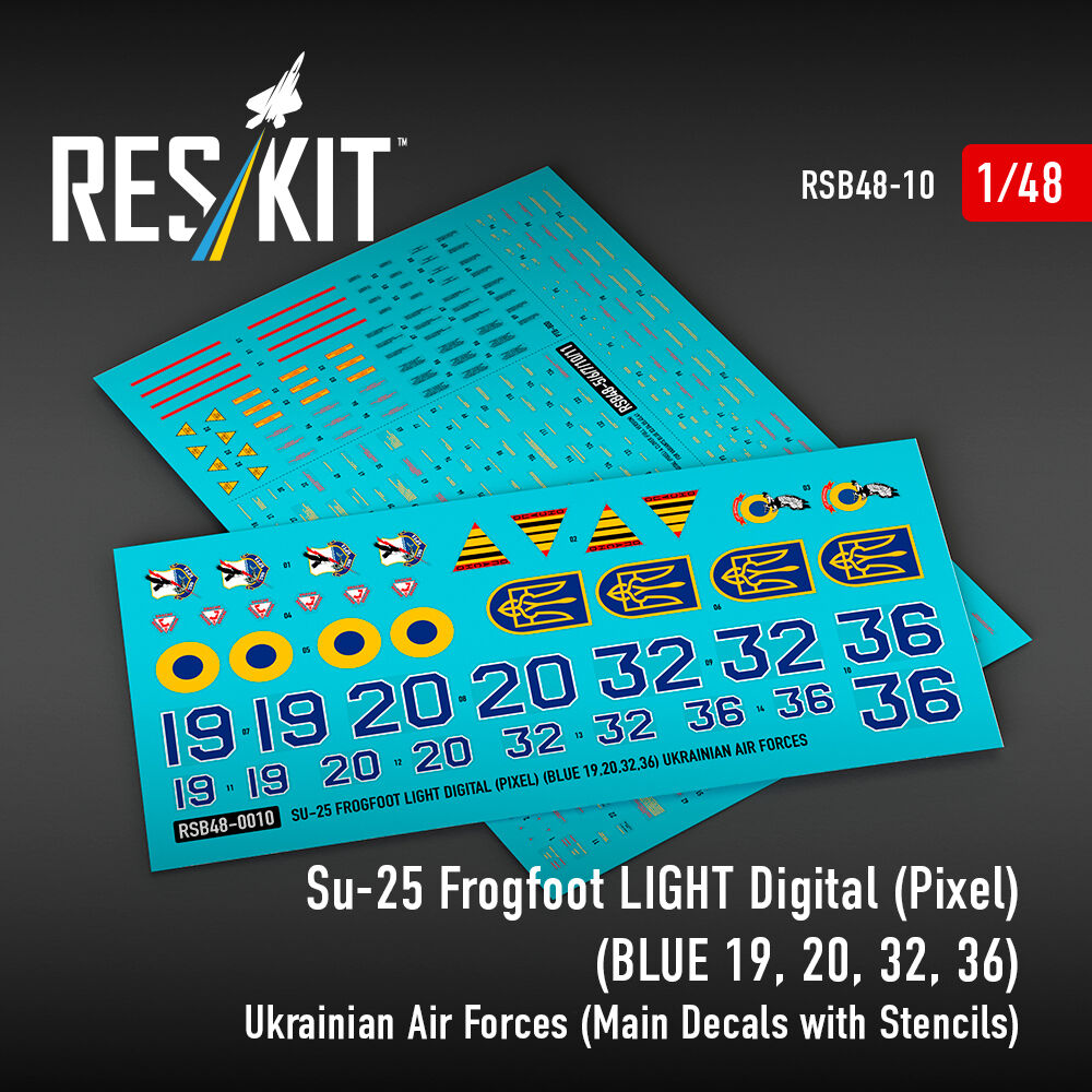 Su-25 Frogfoot LIGHT Digital (Pixel) (BLUE 19, 20, 32, 36) Ukrainian Air Forces (Main Decals with Stencils)