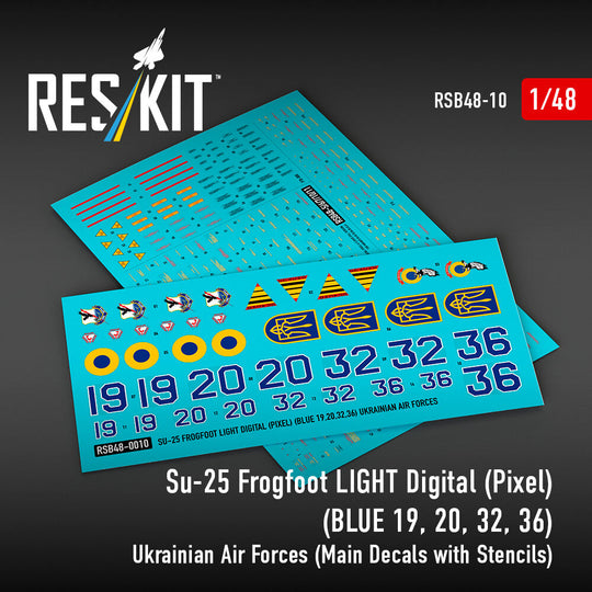 Su-25 Frogfoot LIGHT Digital (Pixel) (BLUE 19, 20, 32, 36) Ukrainian Air Forces (Main Decals with Stencils)
