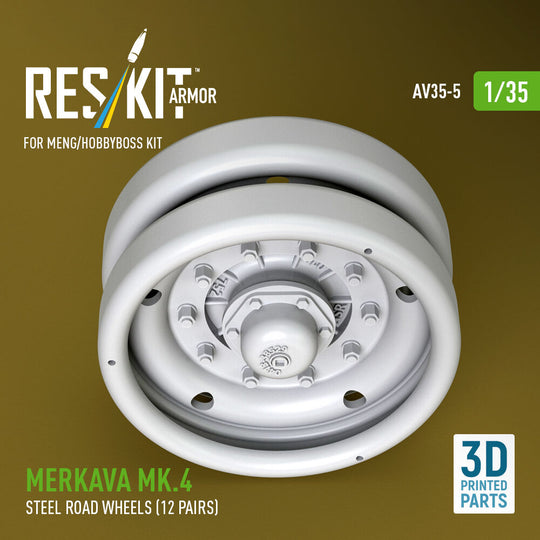 Merkava Mk.4 steel road wheels (12 pairs) (3D Printed) for Meng / Hobby Boss