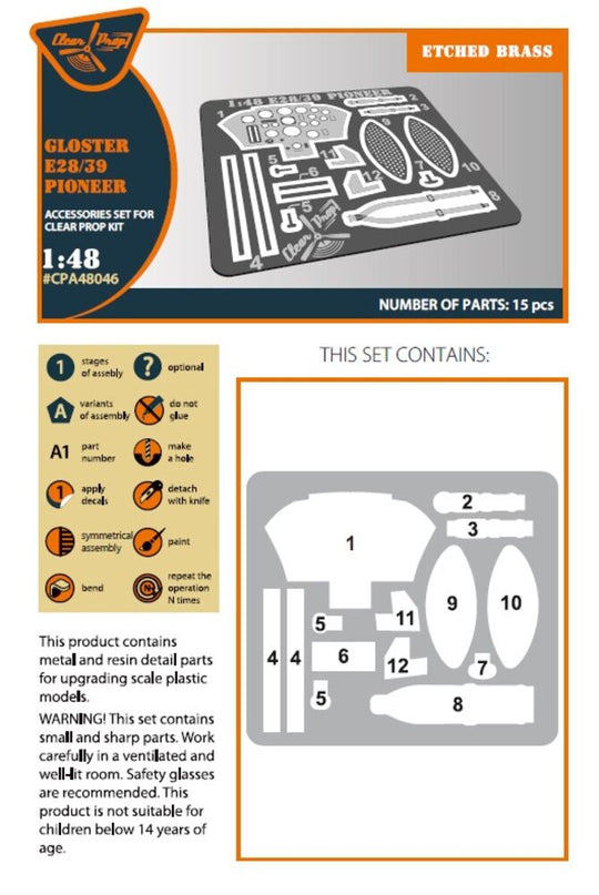 Gloster E28/39 Pioneer PE parts for CP kits