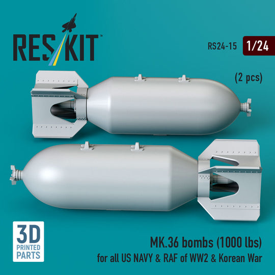 MK.36 bombs (1000 lbs) for all US NAVY & RAF of WW2 & Korean War (2 pcs) (3D Printed)