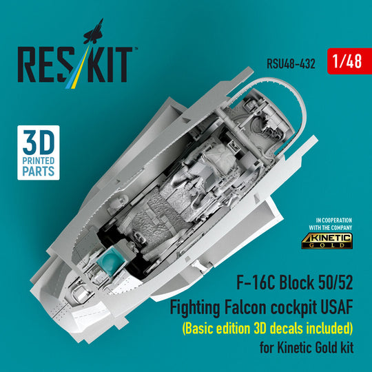 F-16C Block 50/52 Fighting Falcon cockpit USAF (Basic edition 3D decals included) (3D Printed) for Kinetic