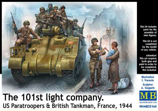 101th light company.US paratroopers and British tankmen