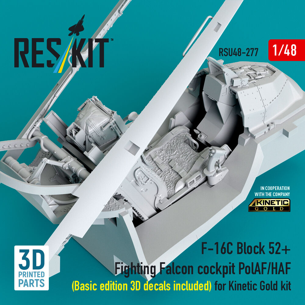 F-16C Block 52+ Fighting Falcon cockpit PolAF/HAF (Basic edition 3D decals included) (3D Printed) for Kinetic