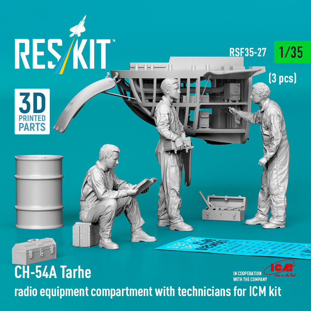 CH-54A Tarhe radio equipment compartment with technicians (3 pcs) (3D Printed) for ICM