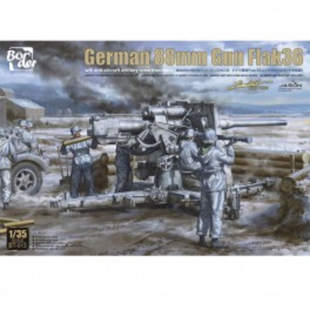 German 88mm Gun Flak 36 w/ 6 Crew Members
