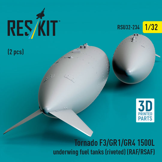 Tornado F3/GR1/GR4 1500L underwing fuel tanks (riveted) (RAF/RSAF) (2 pcs) (3D Printed)