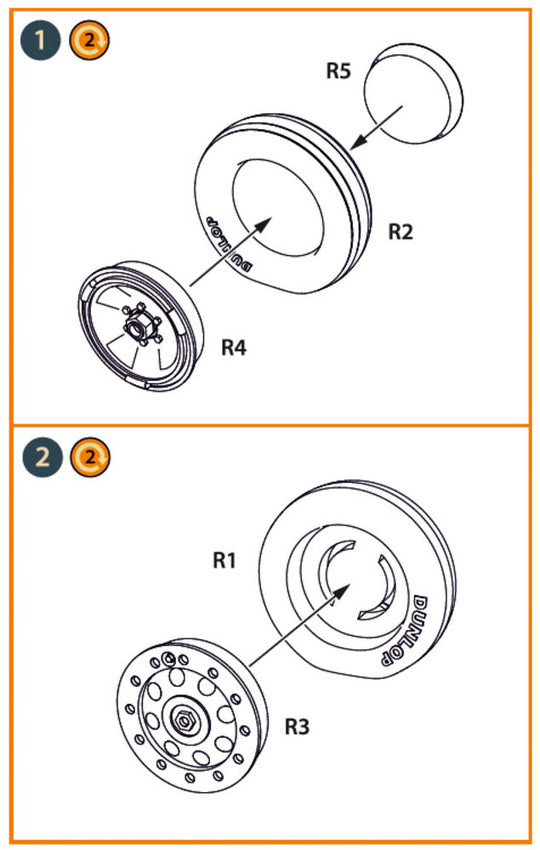 Fairey Delta 2 Wheels set for Dora Wings kit for Dora Wings