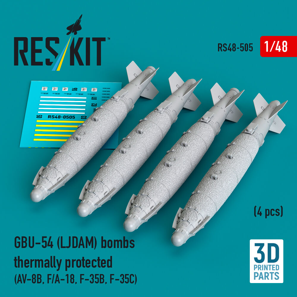 GBU-54 (LJDAM) bombs thermally protected (4 pcs) (AV-8B, F/A-18A-F, F-35B, F-35C) (3D Printed)