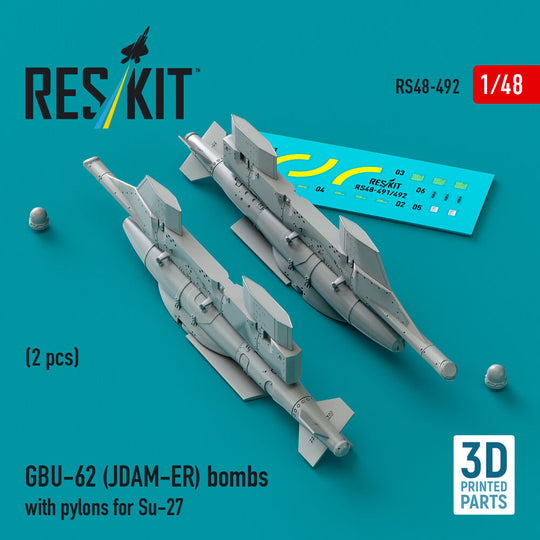 GBU-62 (JDAM-ER) bombs with pylons for Su-27 Flanker (2 pcs) (3D Printed)