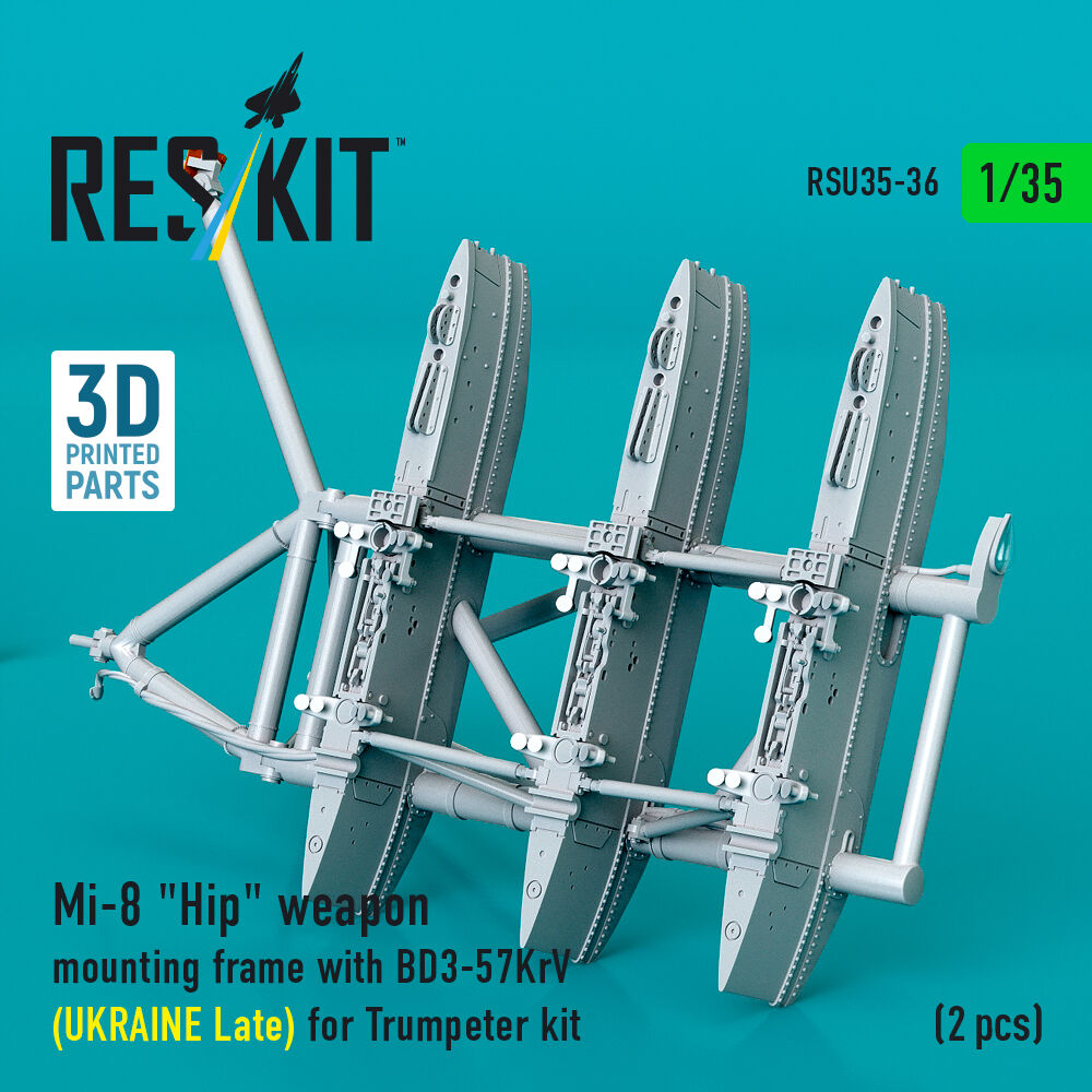 Mi-8 Hip weapon mounting frame with BD3-57KrV (UKRAINE Late) for Trumpeter kit (2 pcs) (3D Printed)
