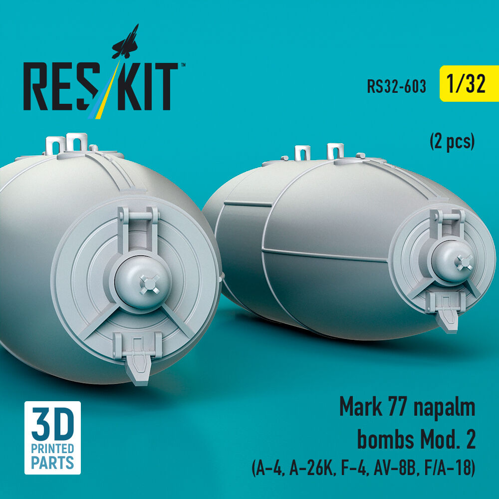 Mark 77 napalm bombs Mod.2 (2pcs) (A-4, A-26K, F-4, AV-8B, F/A-18) (3D Printed)