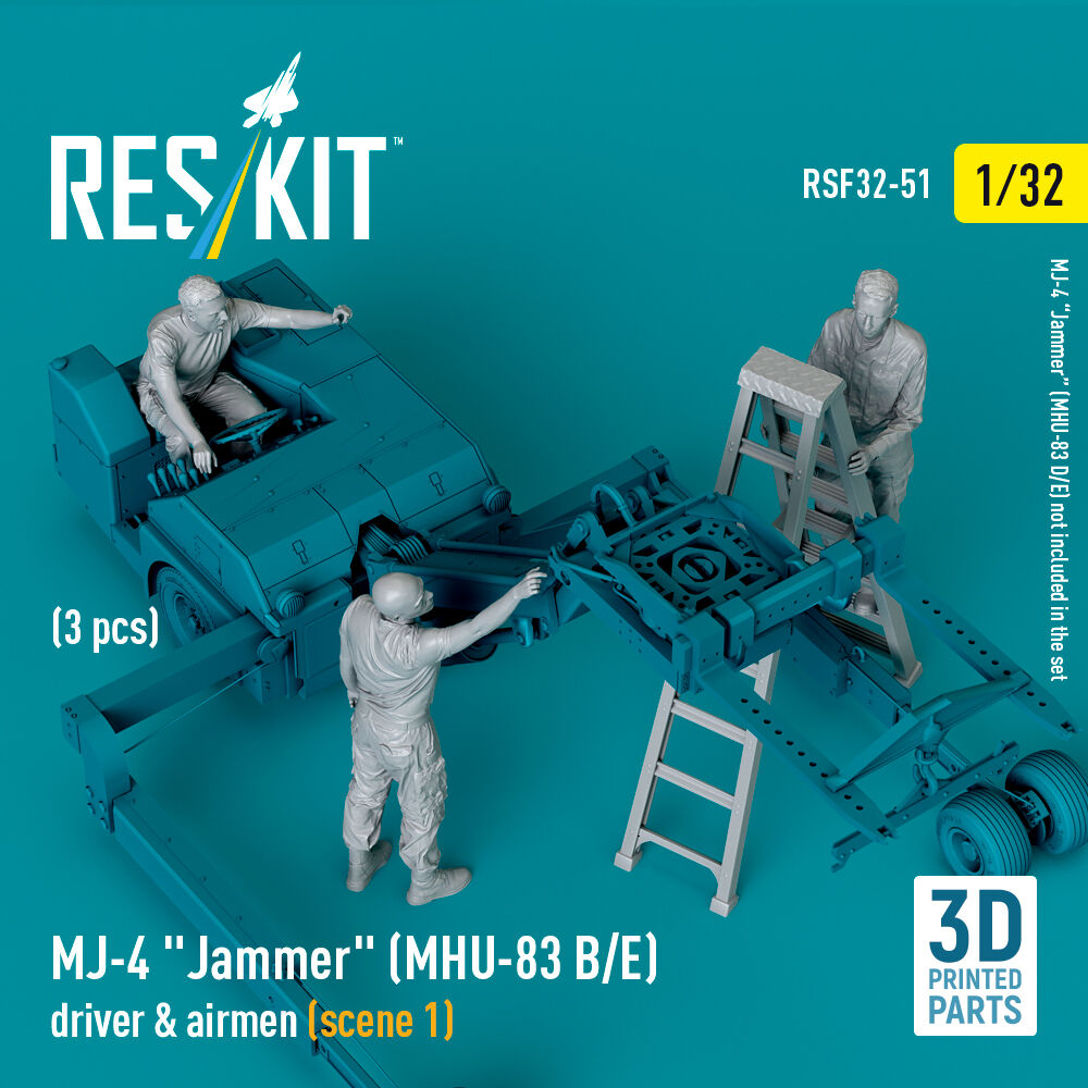 MJ-4 Jammer (MHU-83 B/E) driver & airmen (scene 1) (3 pcs) (3D Printed)