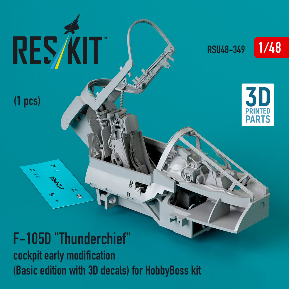 F-105D Thunderchief cockpit early modification (Basic edition with 3D decals) for HobbyBoss kit (3D Printed)