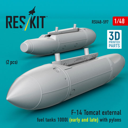 F-14 Tomcat external fuel tanks 1000l (early and late) with pylons (2 pcs) (3D Printed)