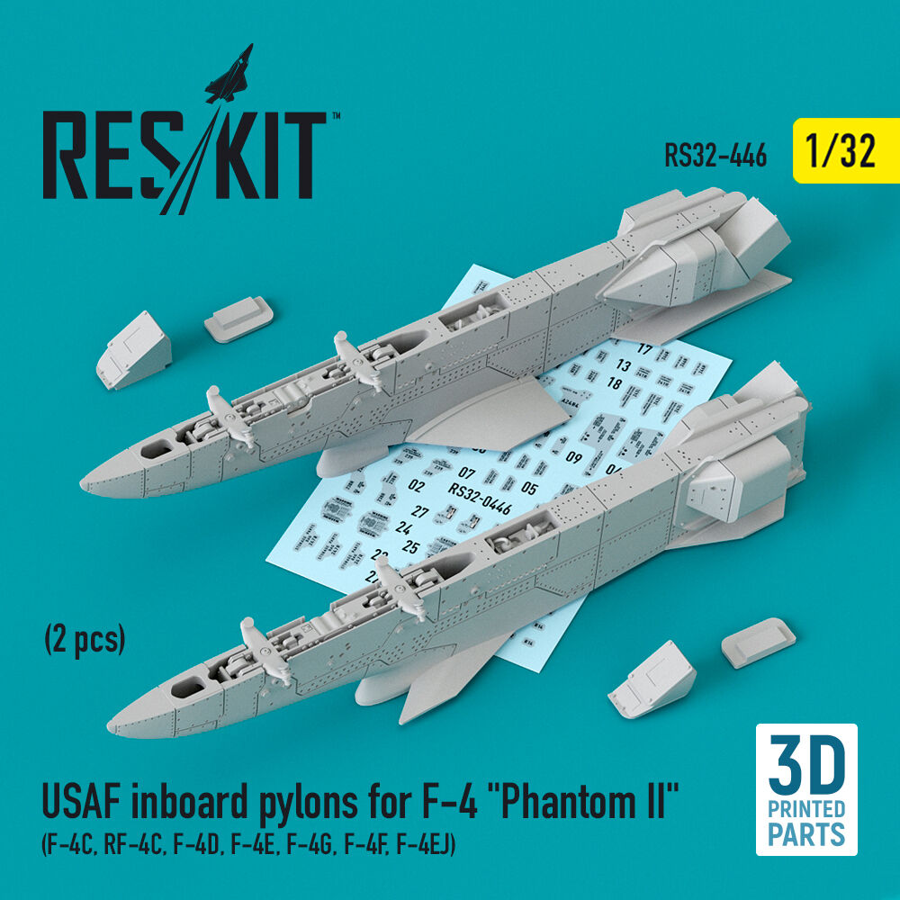 USAF Inboard pylons for F-4 Phantom II (2 pcs) (F-4?, RF-4?, F-4D, F-4?, F-4G, F-4F, F-4EJ) (3D Printed)